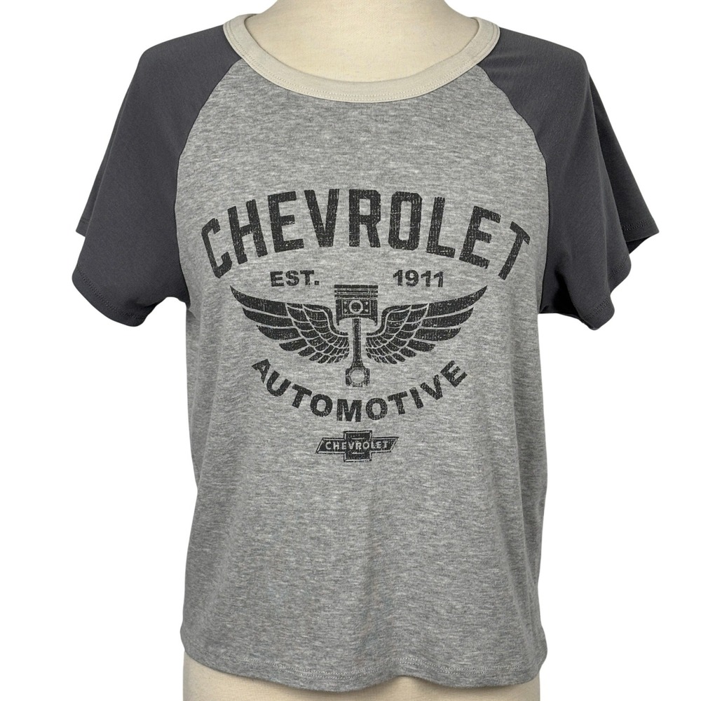 Chevrolet Girls XL 14-16 Graphic Tee‎ Gray Raglan GM Licensed